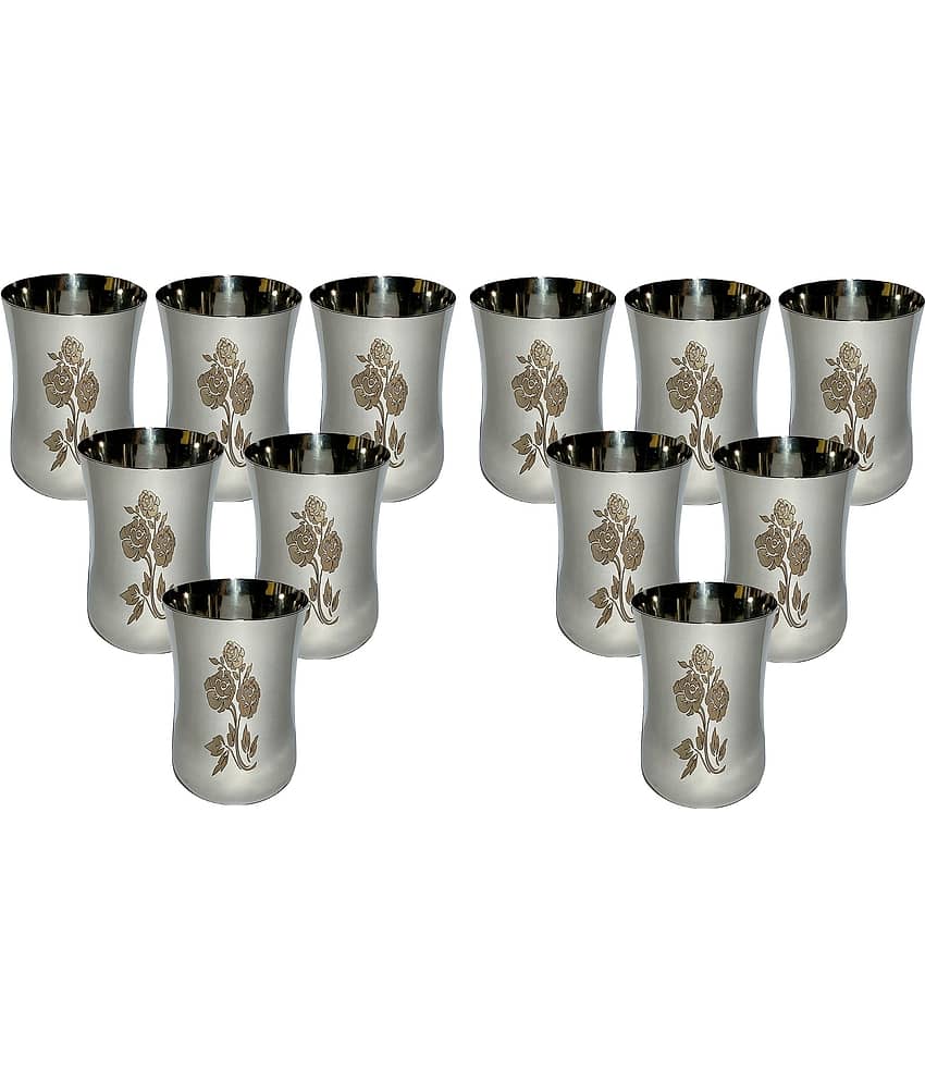 A & H ENTERPRISES - Daily Use Water Steel Glasses Set 300 ml ( Pack of 12 )
