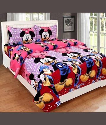 Decent Home Poly Cotton 1 Double Bedsheet with 2 Pillow Covers ( Multicolor )