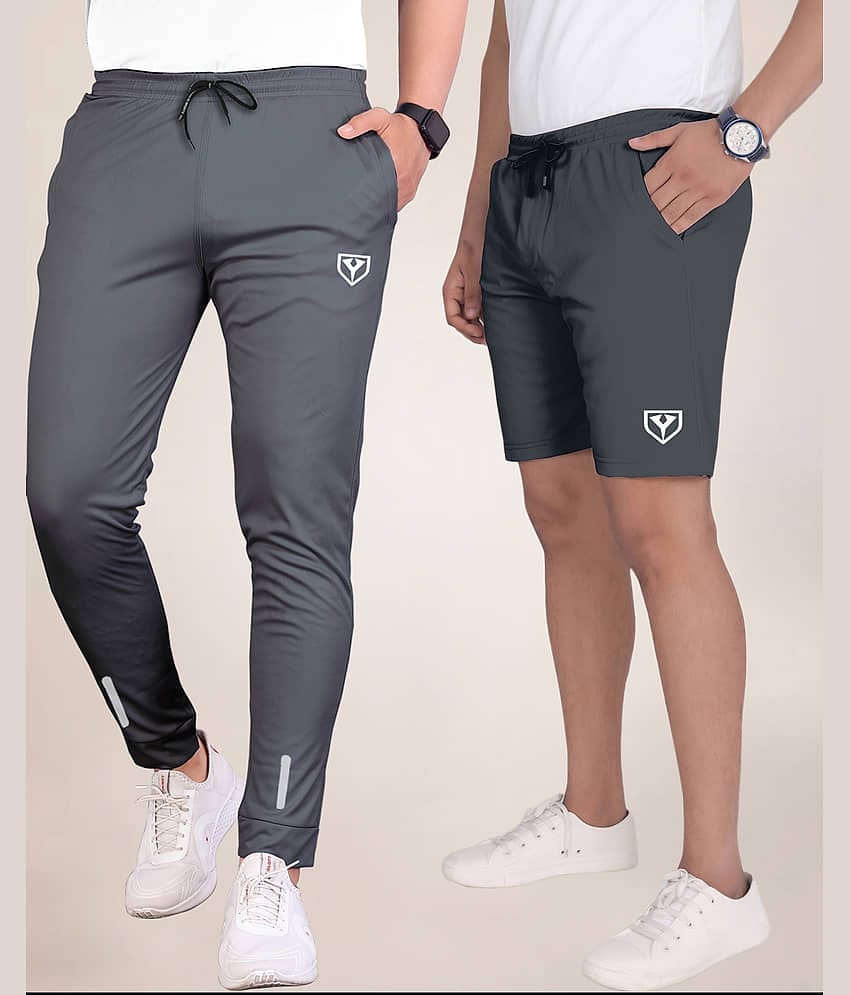 Septem Blue Polyester Men's Gym Shorts ( Pack of 2 )