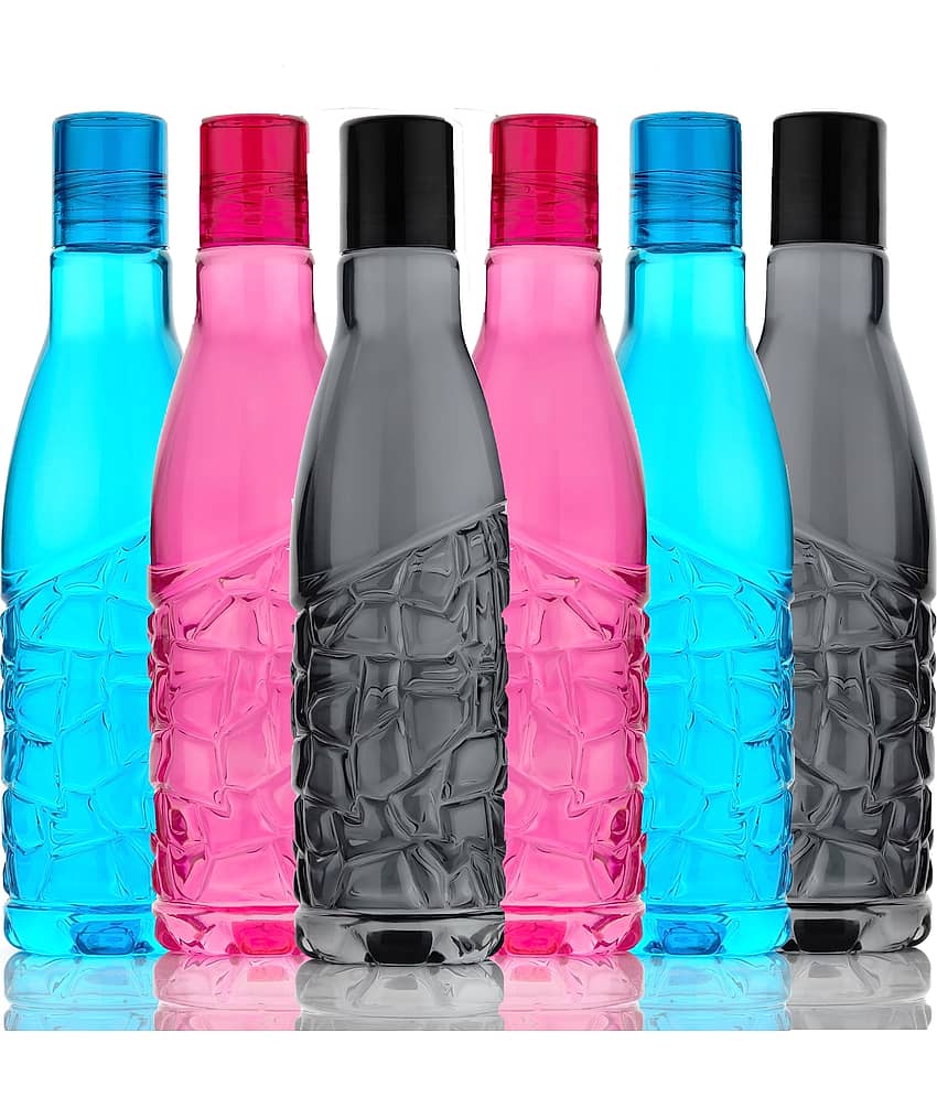 2Mech 2Mech Crystal design water bottle set of 6 Multicolour Plastic Fridge Water Bottle 1000 mL ( 6 )