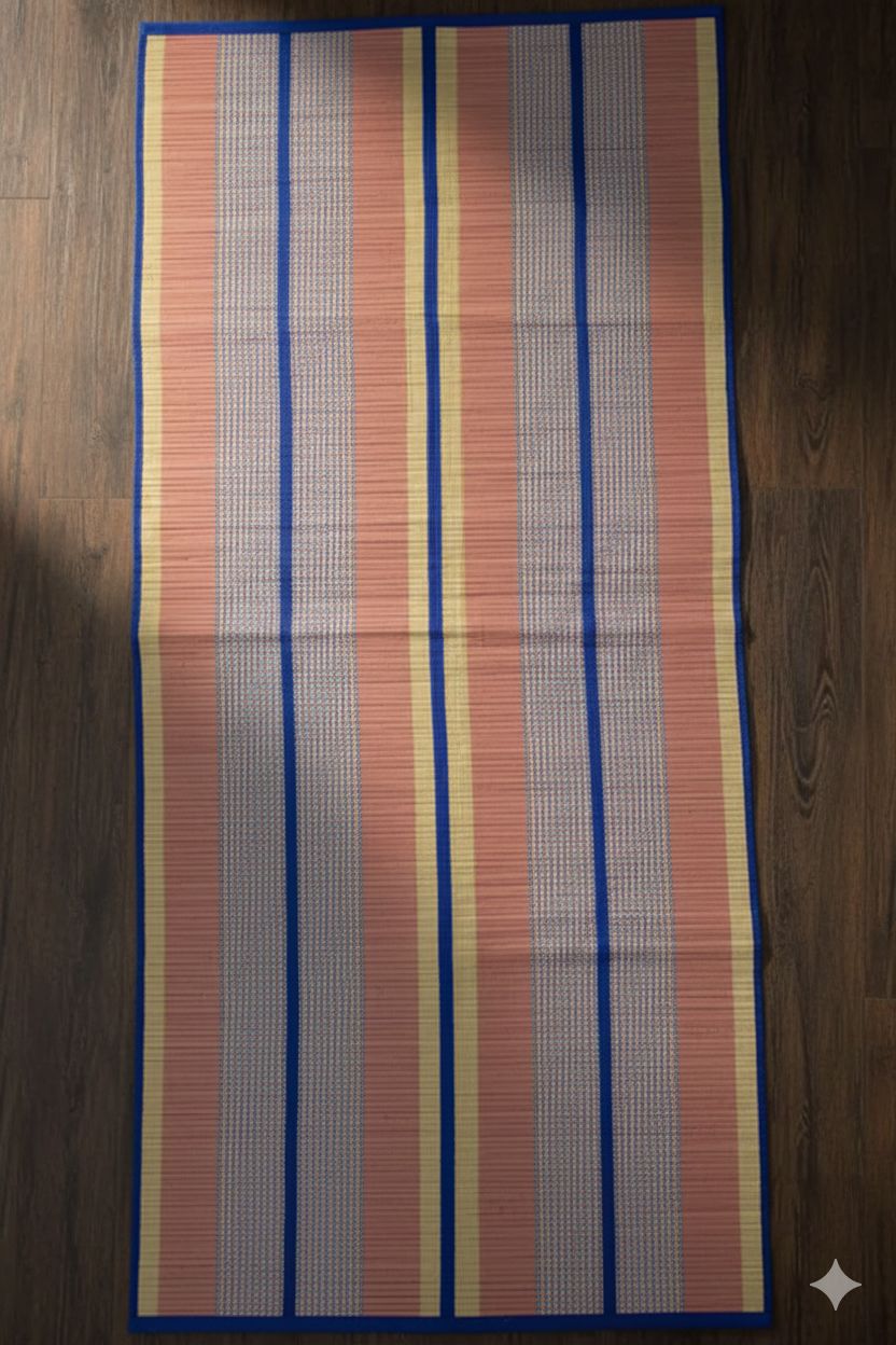 Traditional Eco Friendly Yoga Mat by Sandhya Mat Unit Cotton and Madurkathi Natural Grass Fiber 3 6 Square Feet