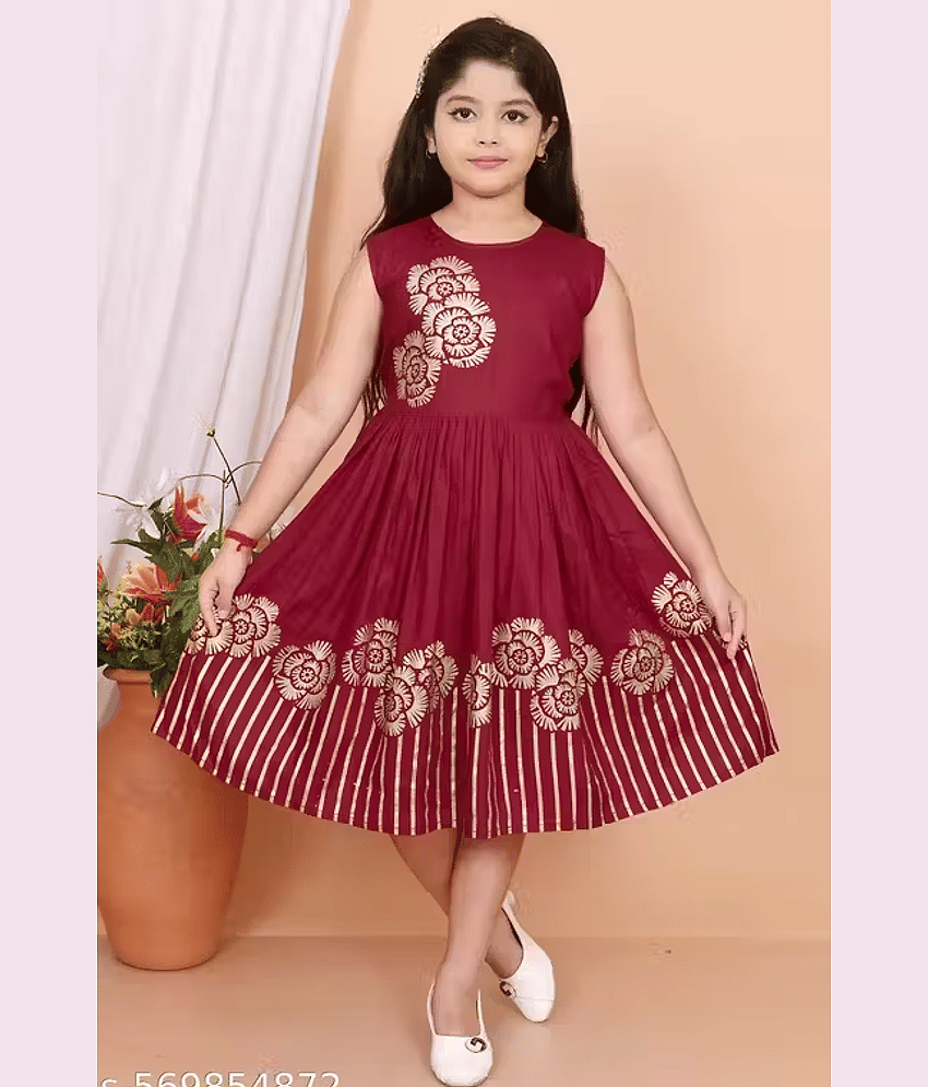 DS DRESSES Cotton Blend Frock For Girls ( Pack of 1 , Blue )