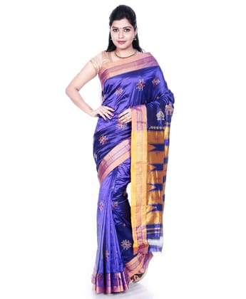 Pure Silk Ilkal Saree with Kasuti Embroidery in Violet