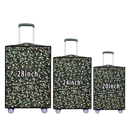 Storite Combo of 3 Zippered‎ Military Print Trolley Bag Cover/Suitcase Bag Cover/Waterproof Dustproof Luggage Bag Cover with Transparent ID Pocket for Wheeled Luggage Bags (28 inch,24 inch,20inch)