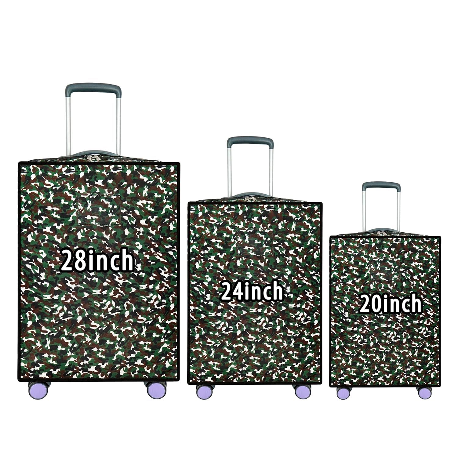 Storite Combo of 3 Zippered‎ Military Print Trolley Bag Cover/Suitcase Bag Cover/Waterproof Dustproof Luggage Bag Cover with Transparent ID Pocket for Wheeled Luggage Bags (28 inch,24 inch,20inch)