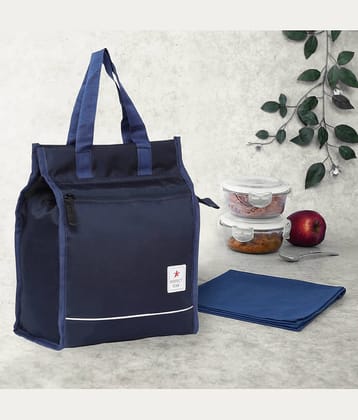 Perfect Star Navy Blue Polyester Lunch Bag Pack of 1