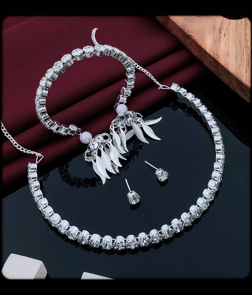 shankhraj mall Silver Metal Necklace Set ( Pack of 1 )