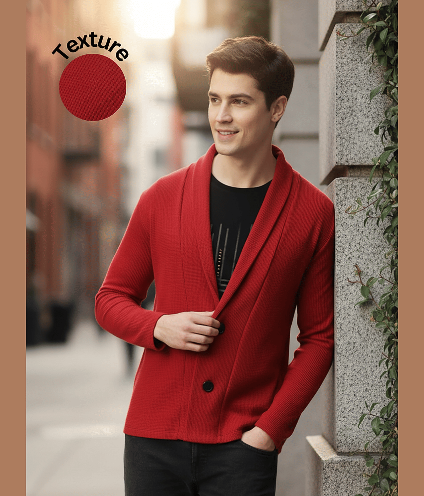 Rigo Cotton Shawl Neck Men's Full Sleeves Cardigan Sweater - Maroon ( Pack of 1 )