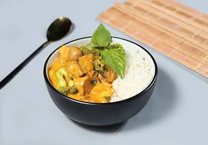 Thai Red Paneer Curry Bowl With Steamed Rice