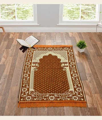 FURNISHING HUT Beige Single Regular Velvet Prayer Mat ( 106 X 68 cm )