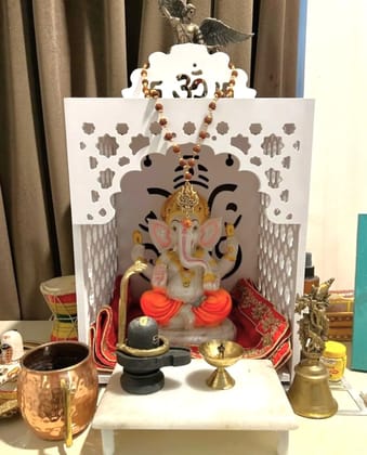 Rave Creations Ganesh carved Mandir for Home, Wall or table mounted lightweight temple for home or office