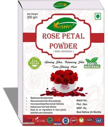 Kashvy Rose Petal Powder 200 Gm Pack of 1
