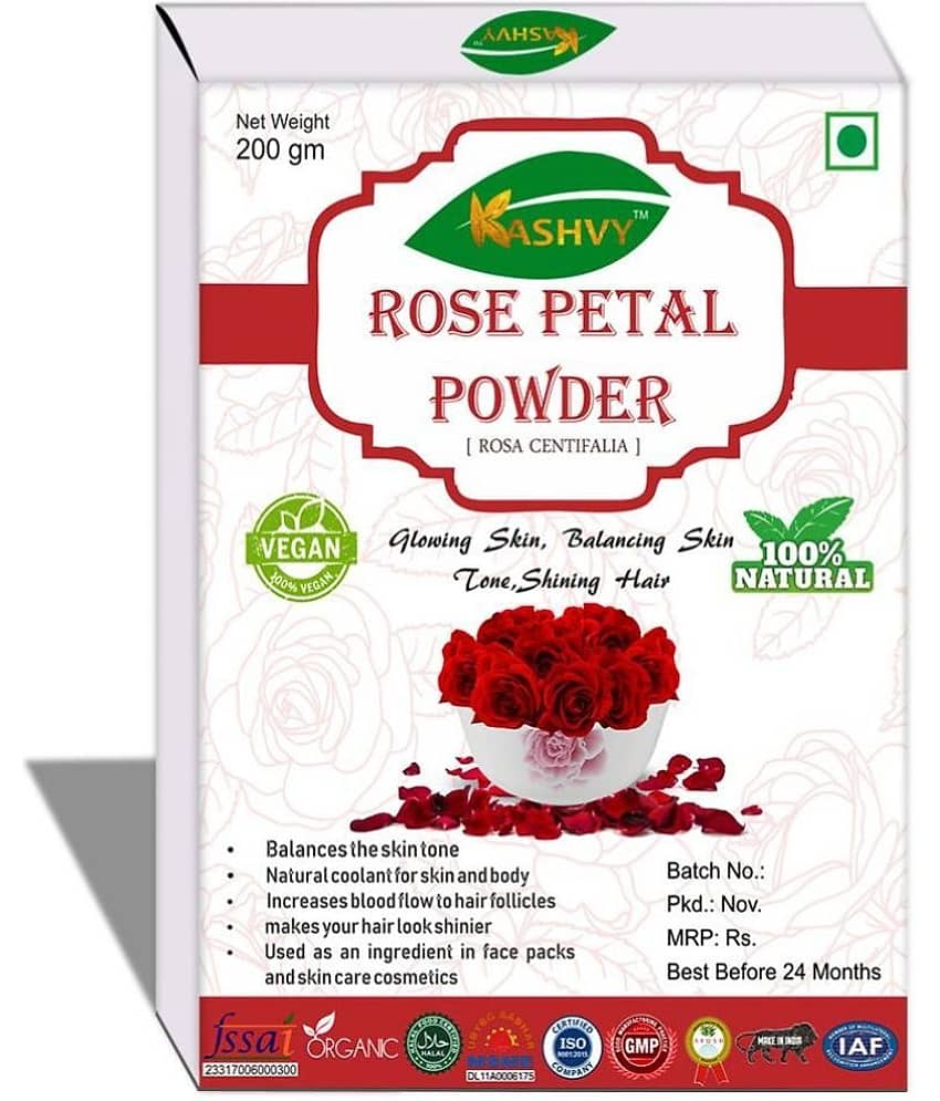 Kashvy Rose Petal Powder 200 Gm Pack of 1