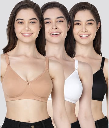 Kalyani Pack of 3 Cotton Blend Non Padded Women's T-Shirt Bra ( Multicolor ) EVLYN
