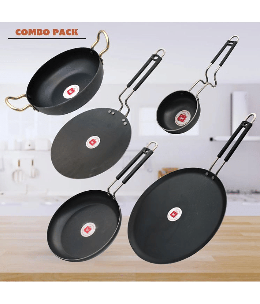 LAZYWINDOW Black Iron No Coating Cookware Sets ( Set of 1 )
