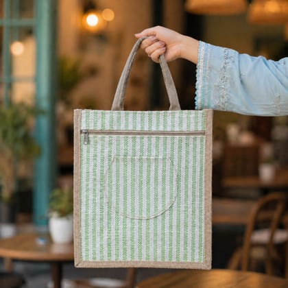 Eco-Friendly Jute Tote Bag with Zip & Minimal Design Eco-Friendly Jute Tote Bag with Zip & Minimal Design