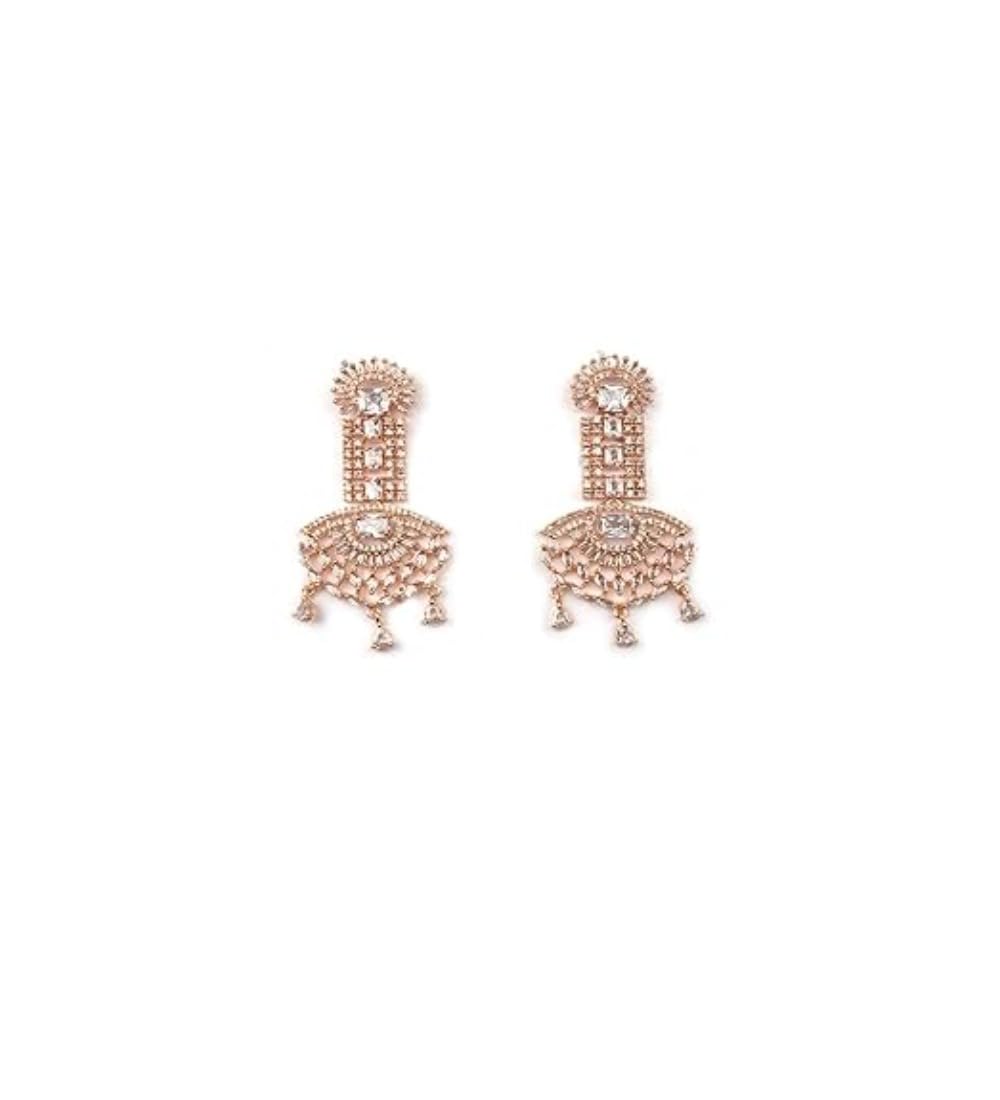 Generic Women's Brass Silver Plated Drop Earrings (White)-PID66259
