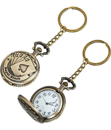 Gala Time Playing Cards Theme Designer Pocket Watch Vintage Premium Analog Clock Antique Metallic Keyring Gift Key Chain