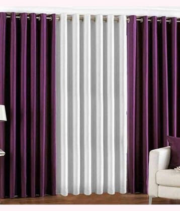 N2C Home Solid Semi-Transparent Eyelet Curtain 7 ft ( Pack of 3 ) - Multicolor
