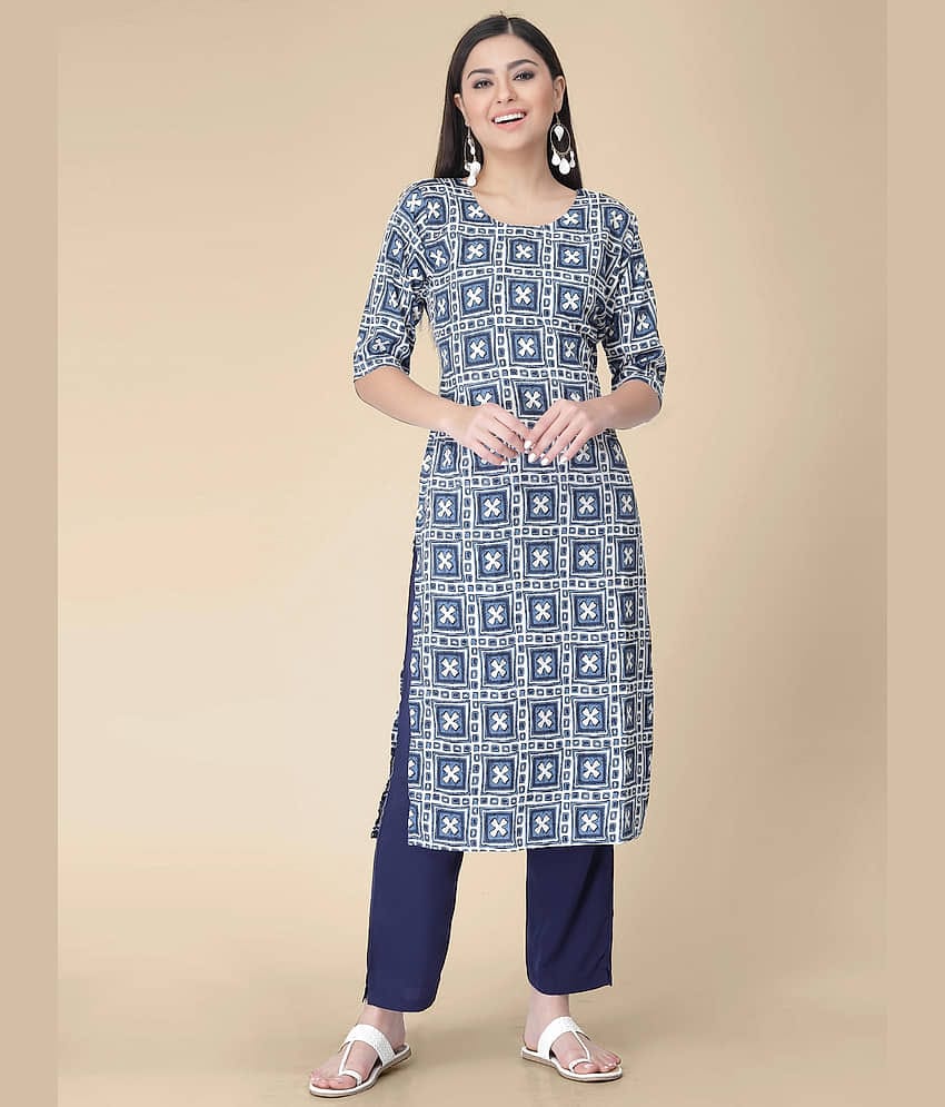 Etnicbasket - Grey Crepe Women's Straight Kurti ( Pack of 1 )
