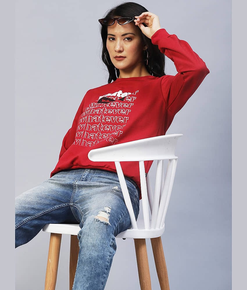 Rigo Fleece Maroon Non Hooded Sweatshirt