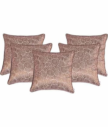 Zubix Brown & White Polyester Cushion Covers Set Of 5