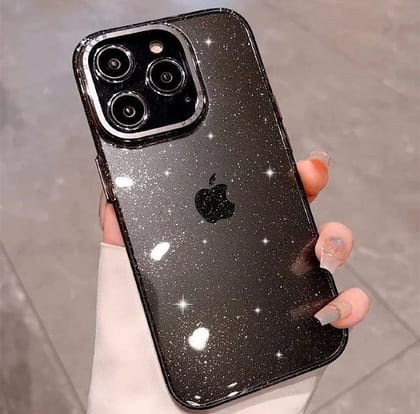 iPhone Series Luxury Bling Glitter Bumper Clear Case-iPhone 12 / Black