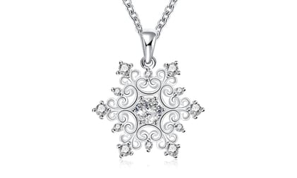 18K White Gold Plated Swarovski Elements Snowflake Necklace