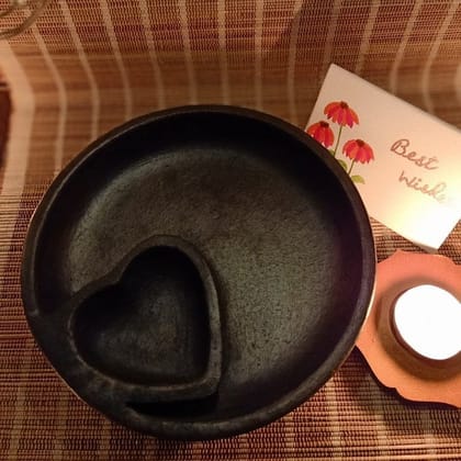 Longpi Black Pottery Chip-n-Dip or Momo Platter