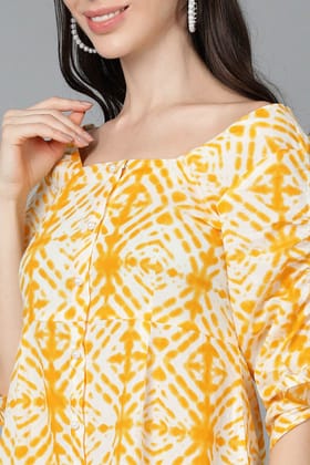 Yellow Cotton Dyed A-Line Midi Dress VD1270 Yellow Cotton Dyed A-Line Midi Dress VD1270