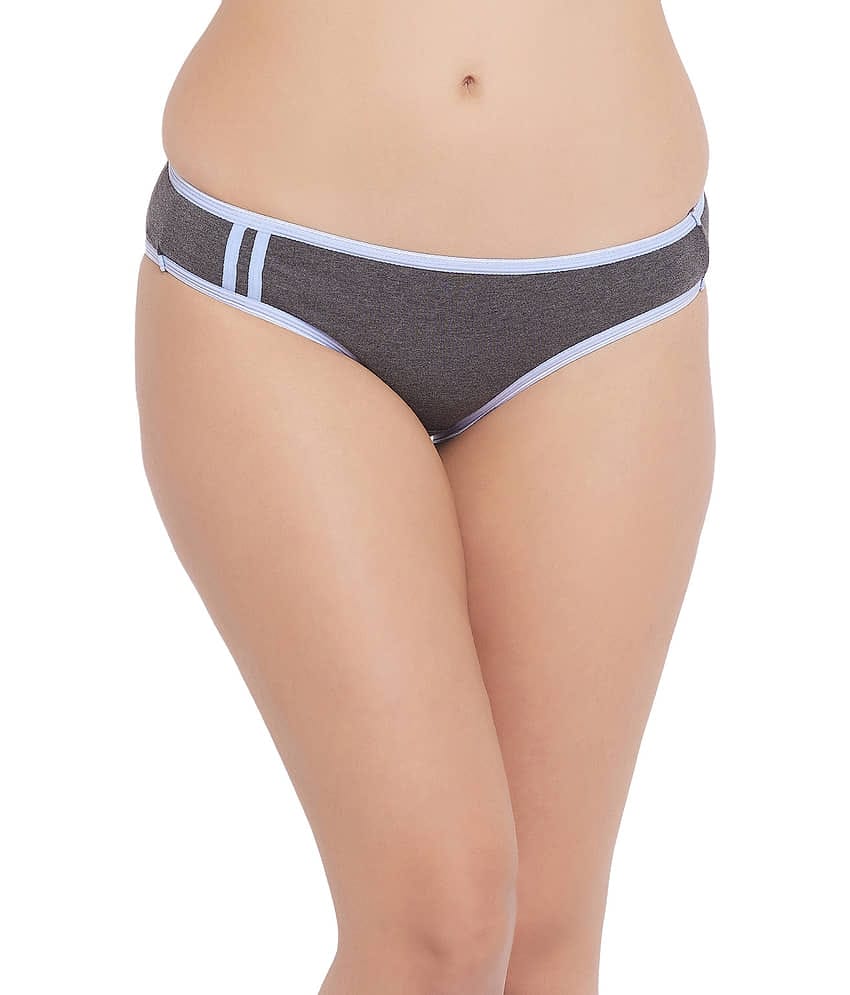 Clovia Cotton Self Design Women's Bikini Panties ( Grey )