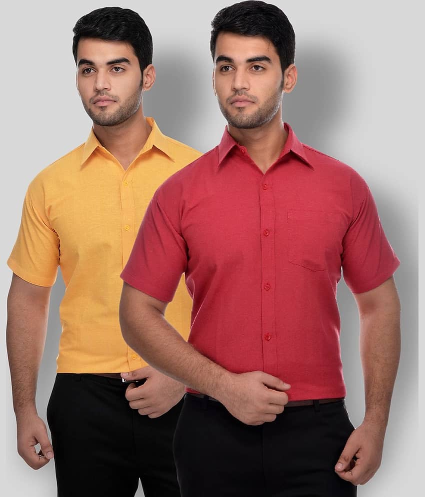 DESHBANDHU DBK - Multicolor Cotton Regular Fit Men's Formal Shirt (Pack of 2)