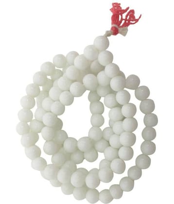 Ever Forever Safed Hakik Mala / White Agate (108+1) Beads For Chanting & Wearing