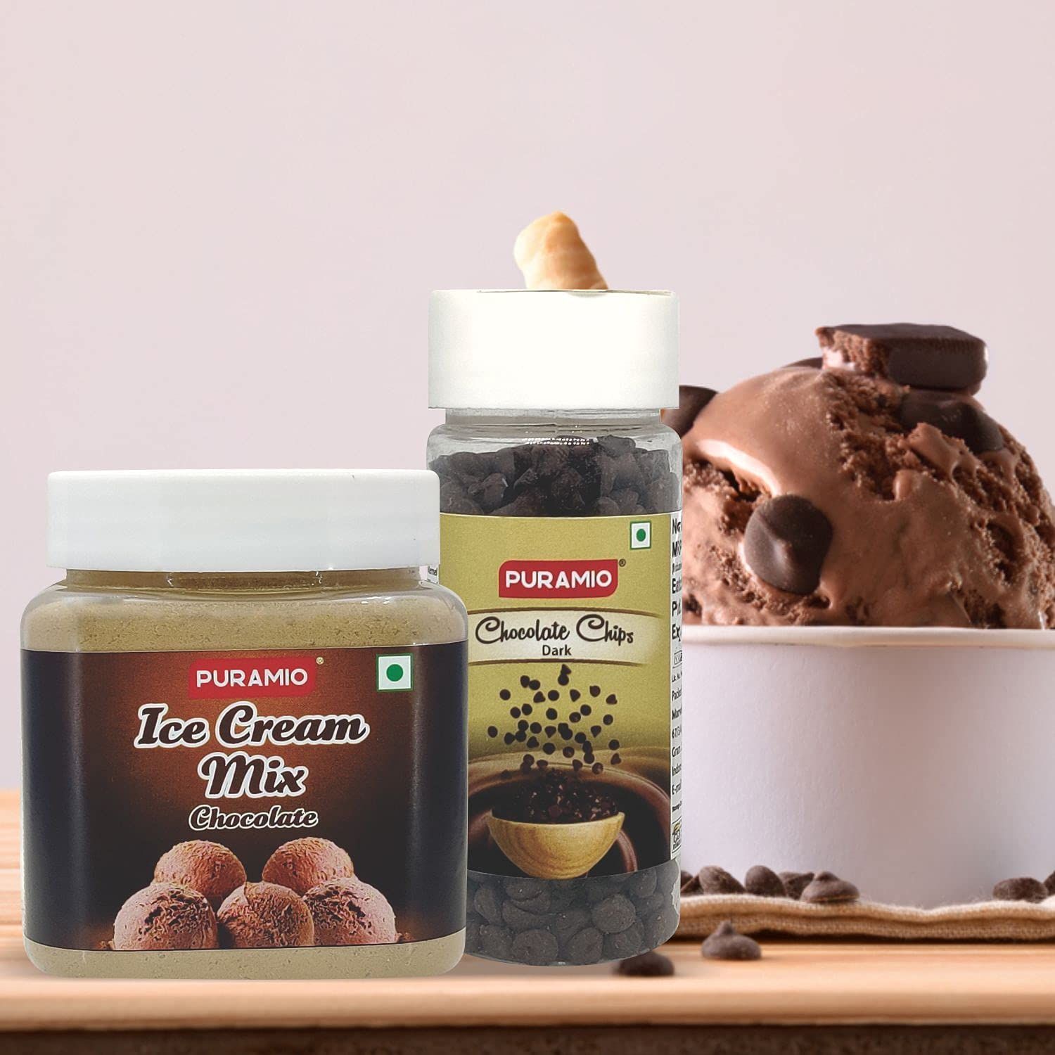 Puramio Combo Pack of- Icecream Mix (Chocolate), 250 gm & Dark Chocolate Chips, 75 gm
