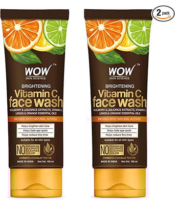 WOW Skin Science Brightening Vitamin C Face Wash - No Parabens, Sulphate, Silicones & Color - Pack of 2 - Net Vol 200mL