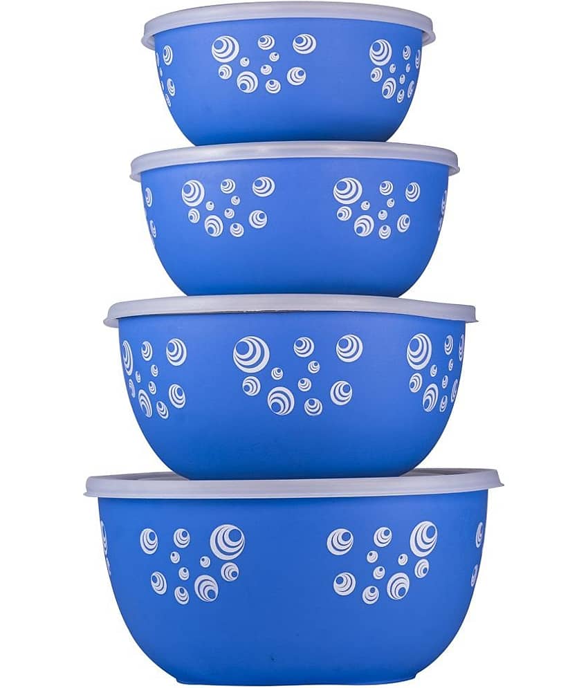 Kitchen Zest - Blue Steel Food Container ( Pack of 4 )