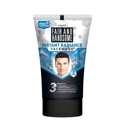Fair and Handsome Instant Radiance Face Wash | Pro-Peptide | Instant Radiance| Washes of Fine Pollutants | Cooling Freshness | 50g