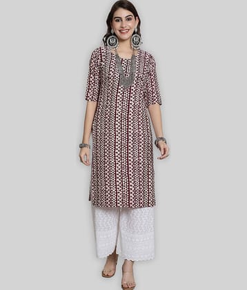 7Threads Crepe Printed Straight Women's Kurti - Purple ( Pack of 1 )