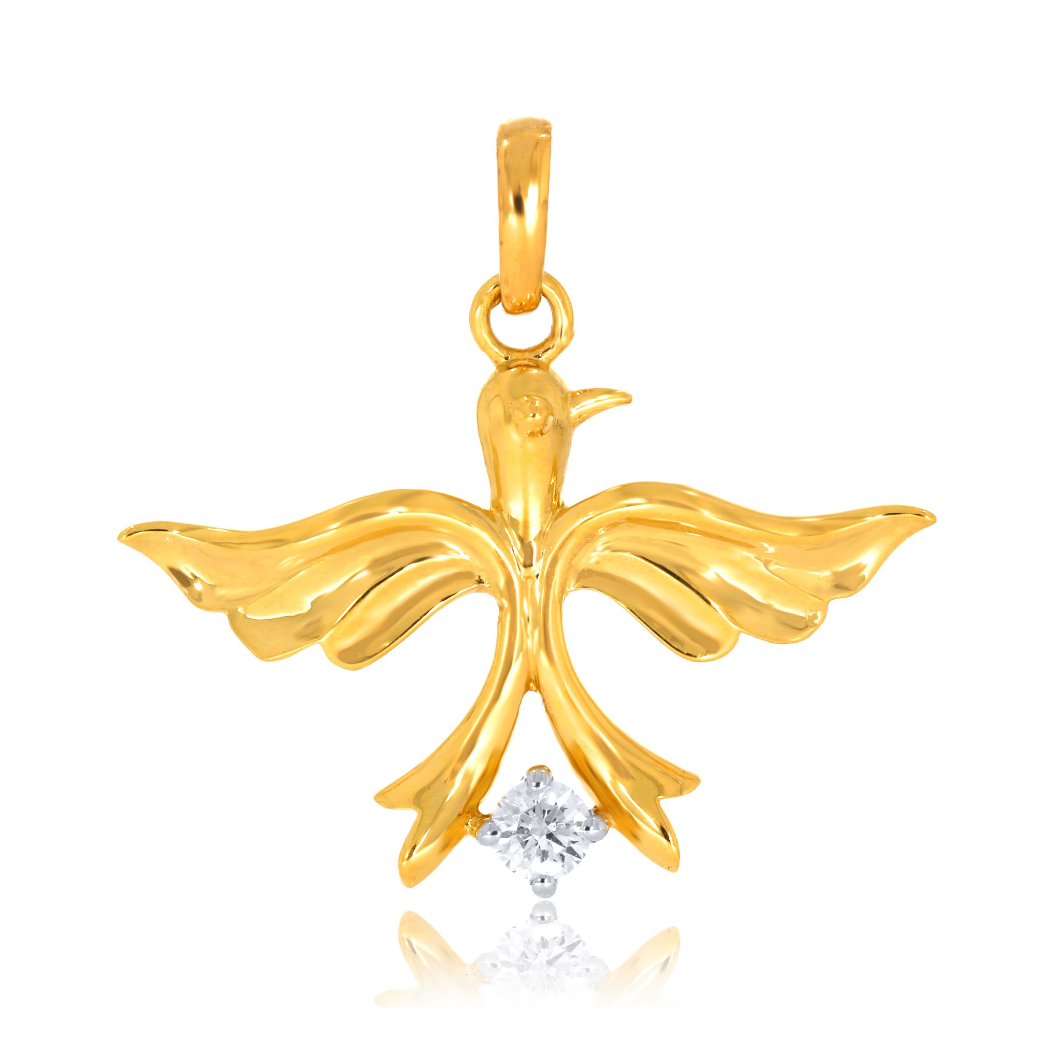 Senco Gold Winged Enchantress Solitaire Pendant (1.8 gram / 0.1 Ct / GH-VS / 18K Yellow Gold)
