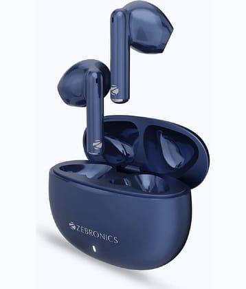 Zebronics Zeb-Jiggle Bluetooth True Wireless (TWS) In Ear 8 Hours Playback Voice assistant IPX4(Splash & Sweat Proof) Blue