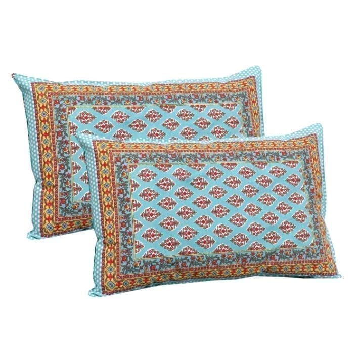 3001-Hometrade India-Standard King Size (90*108 Inches)-Buy Pure Cotton Jaipuri Printed Flat King Size Double Bedsheet With 2 Matching Pillow Cover