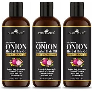 PARK DANIEL Premium Onion Herbal Hair Oil - For Hair Growth Combo Pack of 3 bottle of 60 ml(180 ml) Hair Oil (180 ml)