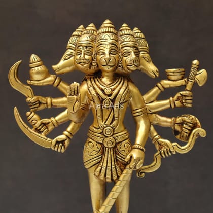 Panchamukhi Hanuman idol in Brass - 10 Inch Height