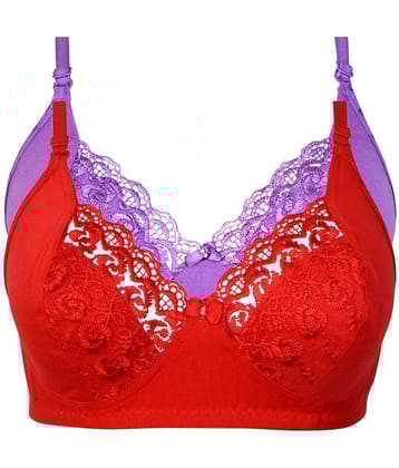 Kiran Enterprises Pack of 2 Cotton Women's Minimizer Bra ( Red )