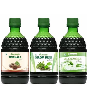 NUTROCOPIA Triphala, Giloy Tulsi & Aloe Vera Juice to Relieves Constipation Pack of 3 of 400 ML(1200 ML)