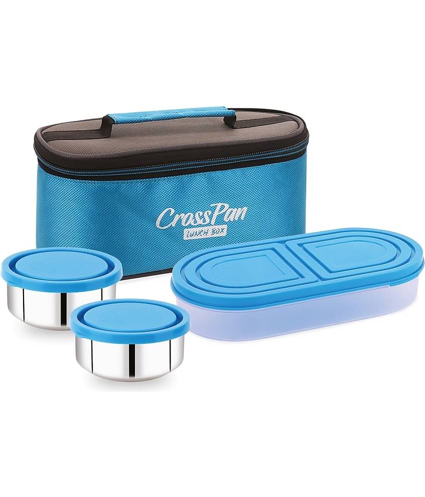 CrossPan Zenith Double Decker Lunch Box Stainless Steel Lunch Box 3 - Container ( Pack of 1 )