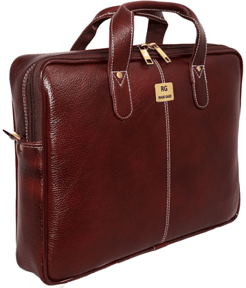 RAGE GAZE Brown Leather Office Bag