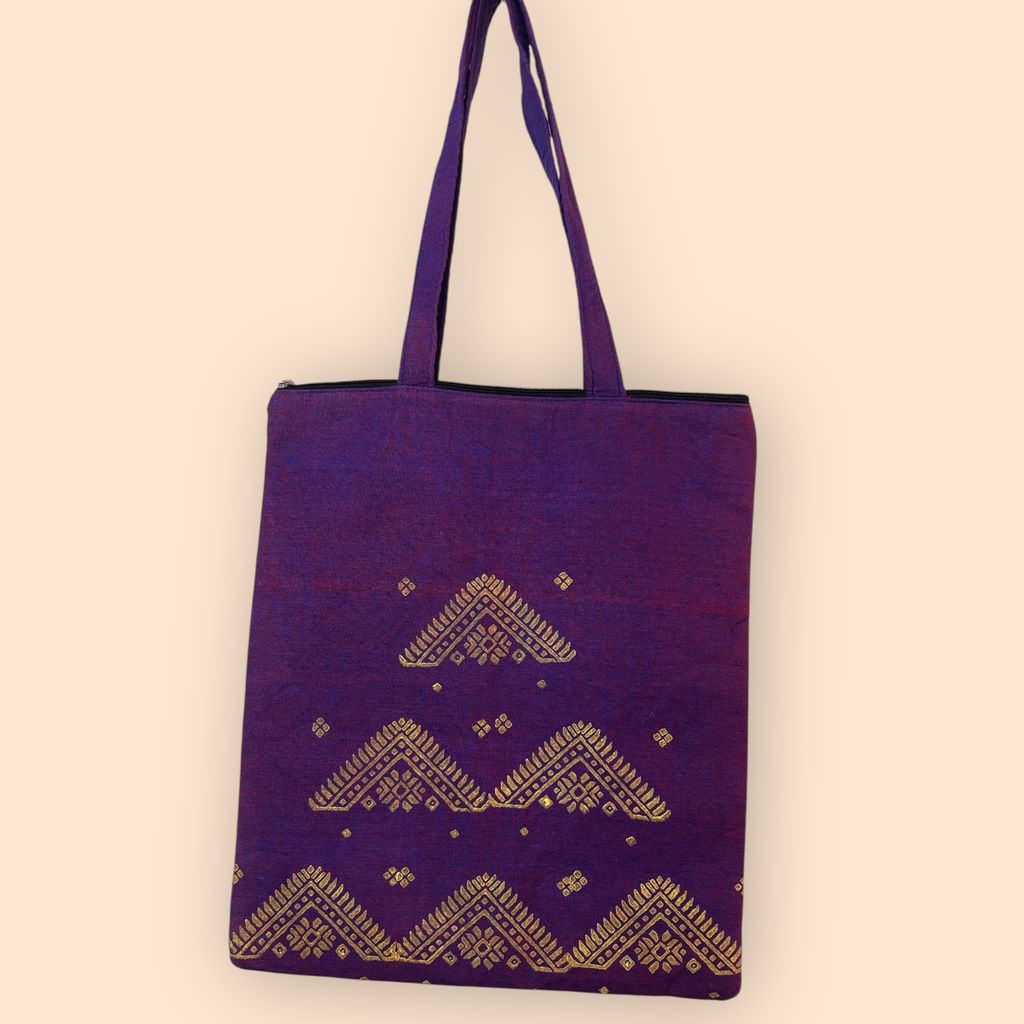 Dark Purple Zipped Tote Bag - Handbags | Buy online on ZillyBuy