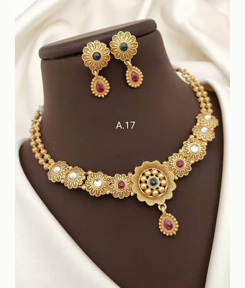 Shivay Fashion Golden Alloy Necklace Set ( Pack of 1 )