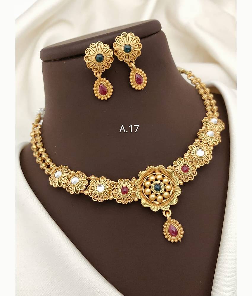 Shivay Fashion Golden Alloy Necklace Set ( Pack of 1 )